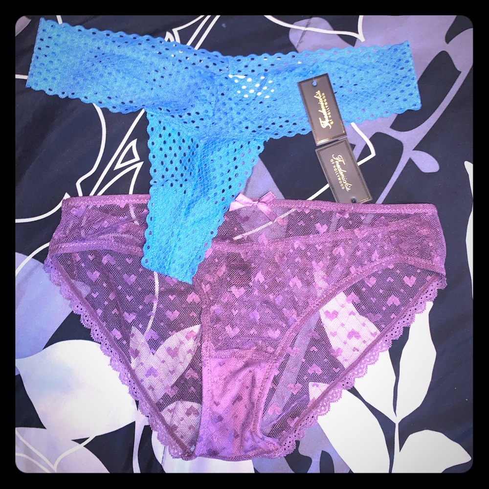 TWO NWT Fredericks Lace Sexy Panties Thong M